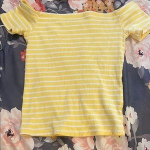 Yellow striped H&M crop top
